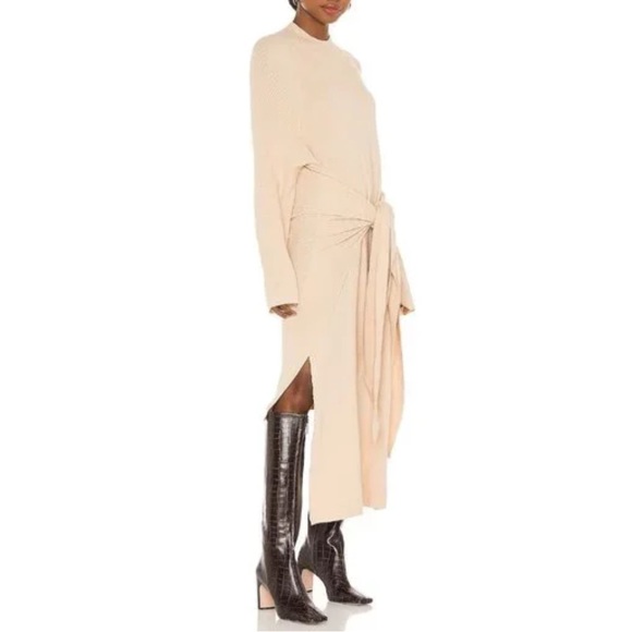 SNDY’S Tie Up Knit Dress In Sand - Picture 3 of 3